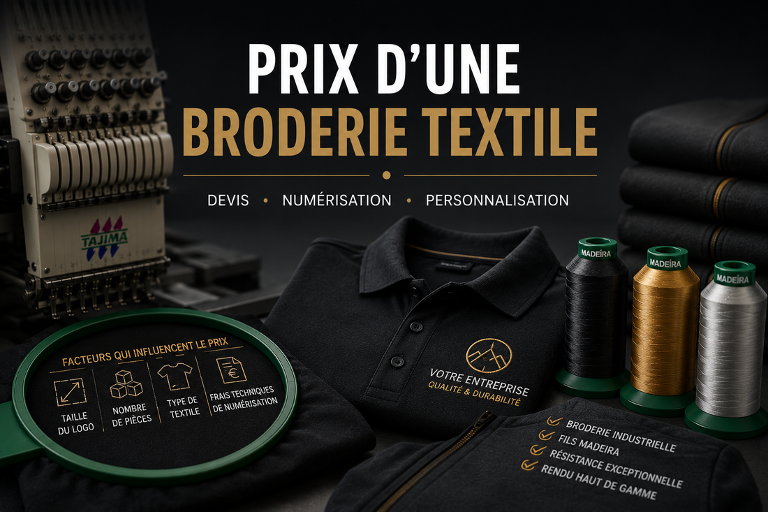 Prix d'une broderie textile professionnelle sur vêtements d'entreprise avec logo personnalisé