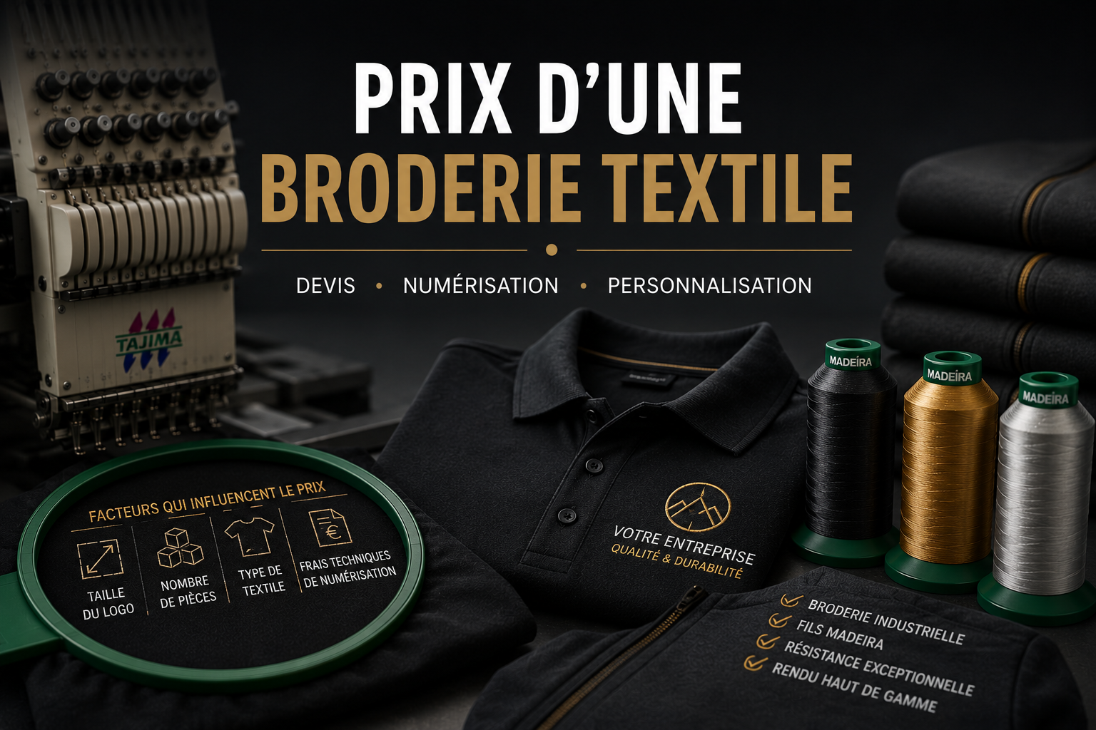 Prix d'une broderie textile professionnelle sur vêtements d'entreprise avec logo personnalisé