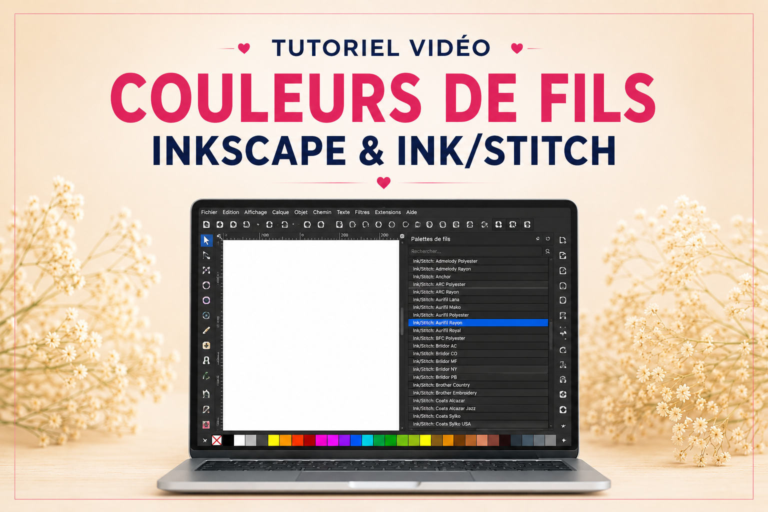 Tuto Inkscape Inkstitch - Comment paramétrer la couleur de vos fils (madeira, isacord, brother ...)