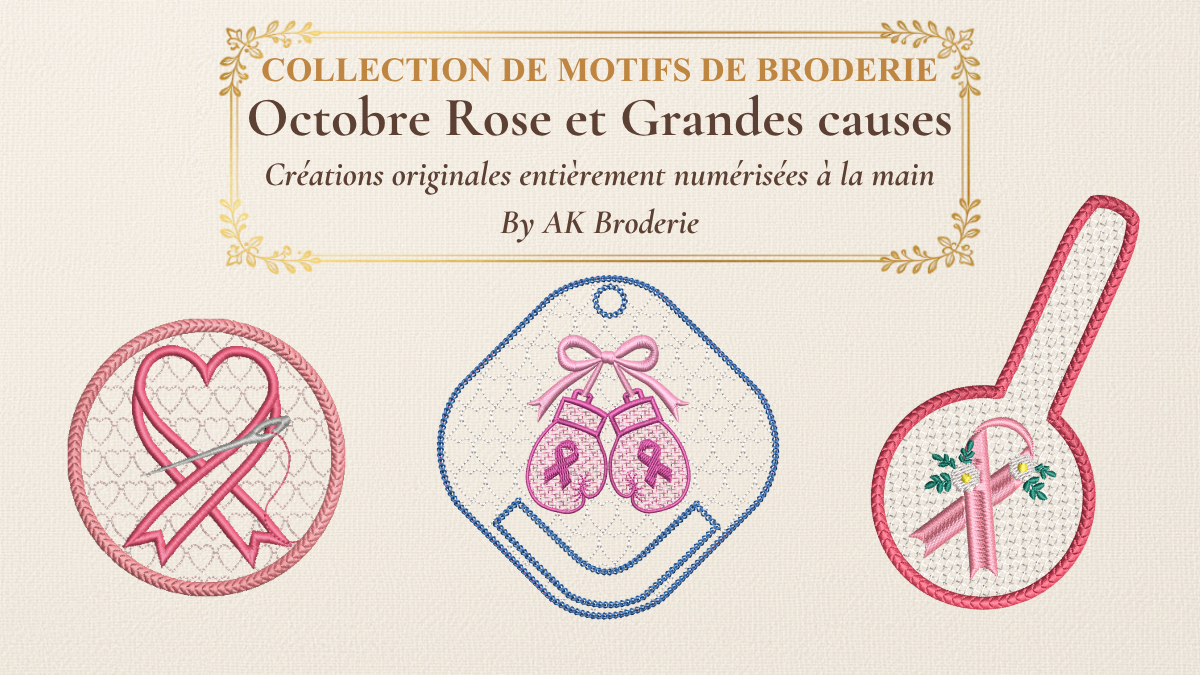 Collection Octobre Rose – Motifs de Broderie Machine