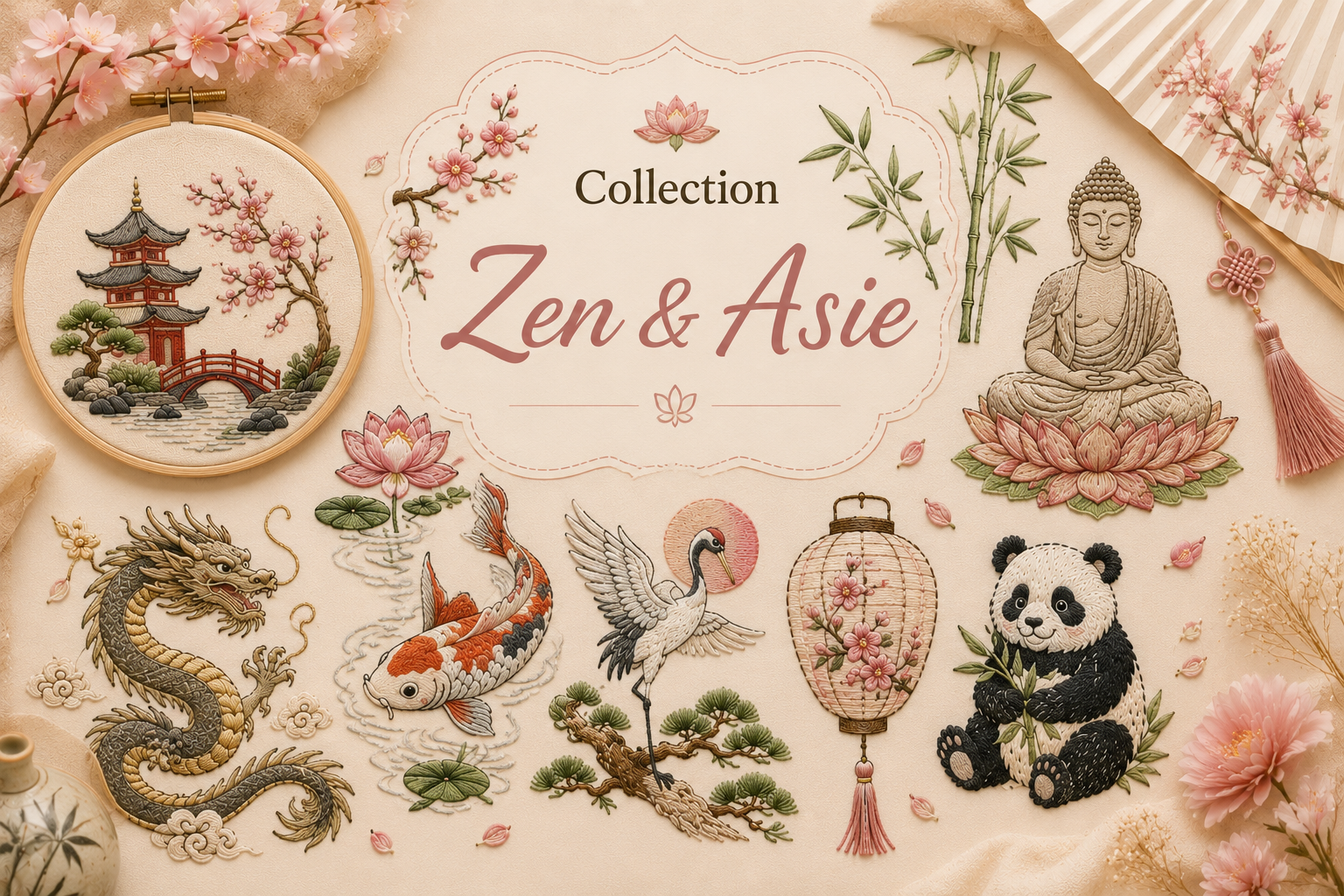 Collection Zen & Asie – Motifs de Broderie Machine