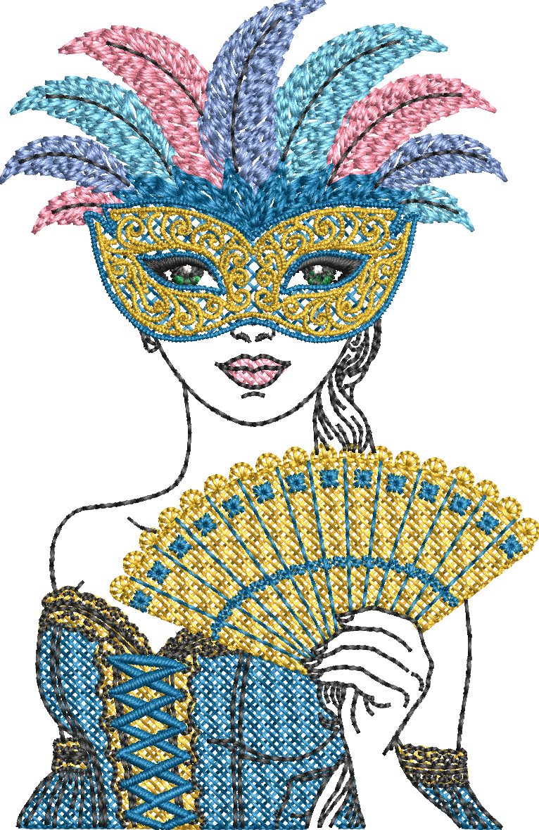 Femme Vénitienne Carnaval – Fichier Broderie Disponible 10x10 - 15x15 - Pack Collection