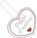 Porte-clés cœur ITH Papi d’amour avec petit cœur rouge – motif de broderie machine 10x10 pour la Fête des grands-pères