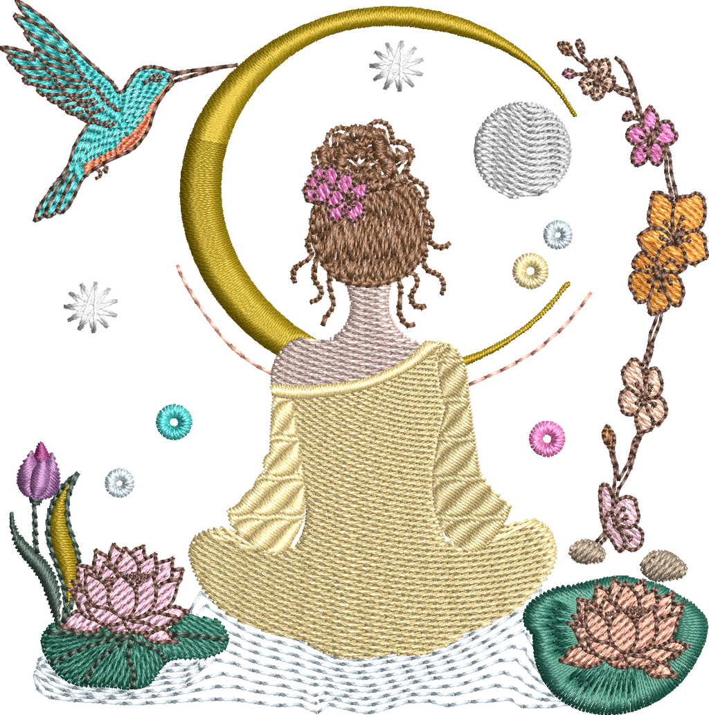 Méditation au Jardin des Songes – Motif de Broderie Machine – 3 Tailles