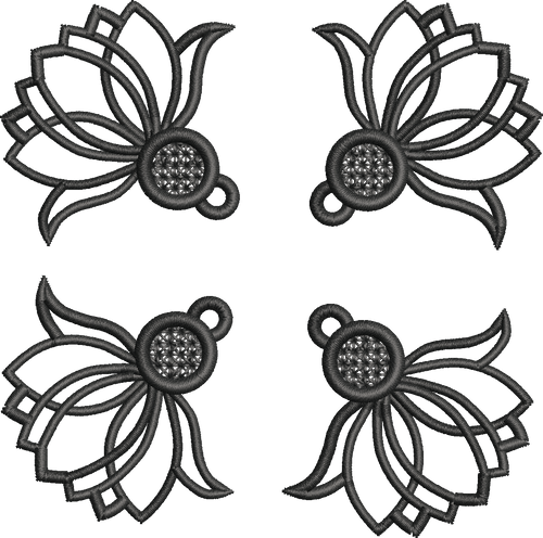 Boucles d'Oreilles FSL Lotus – Fichier Broderie Disponible 10x10 - Plaque 2 Paires