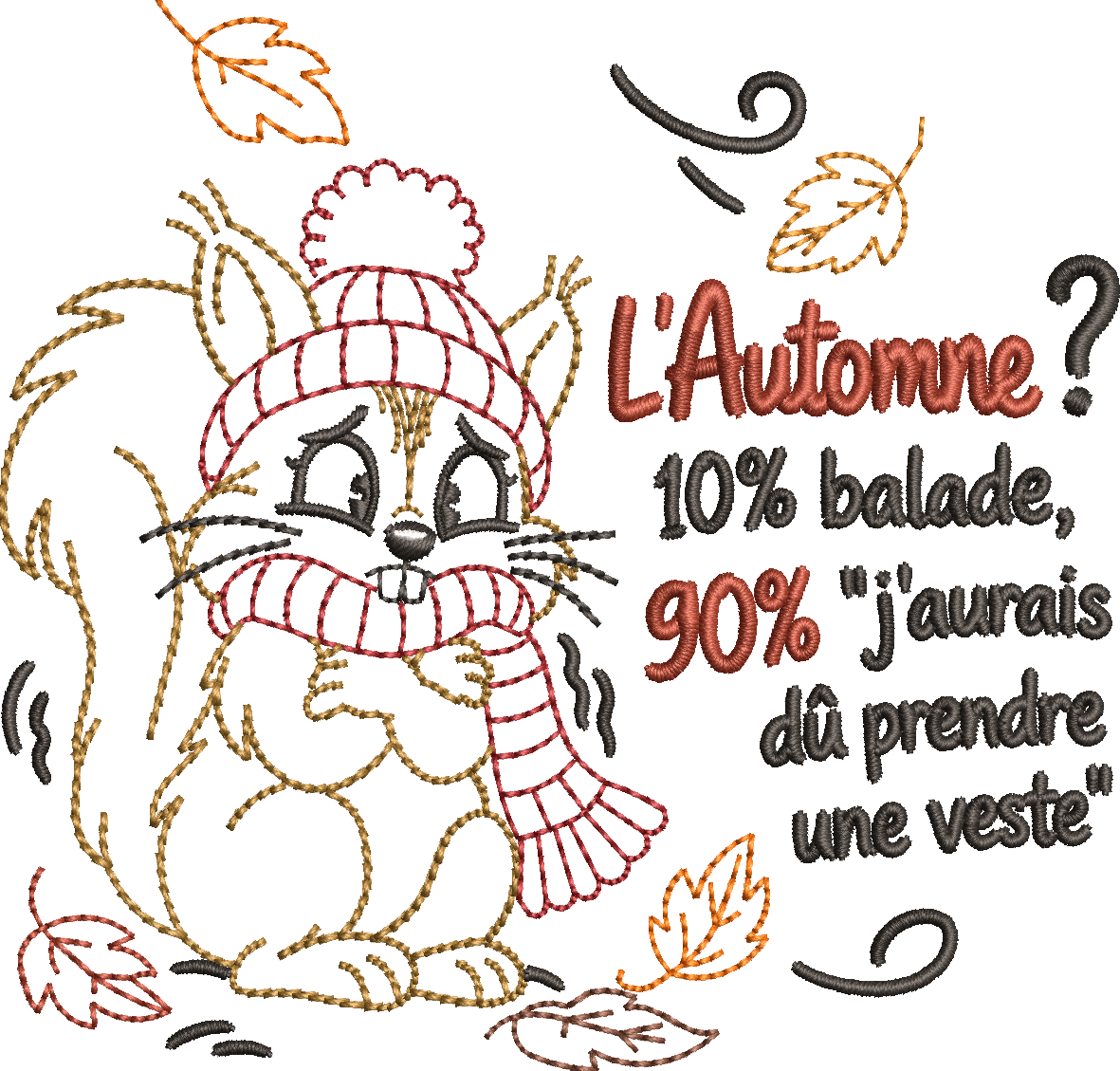 Écureuil Frileux – Motif de Broderie Machine – Format 10x10