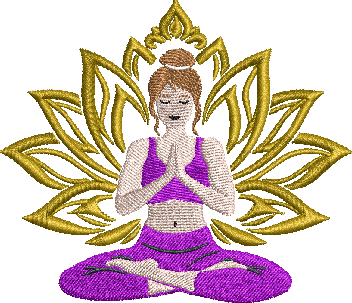 Femme Méditation Lotus – Fichier Broderie Disponible 10x10 - 15x15 - Pack 2 Tailles