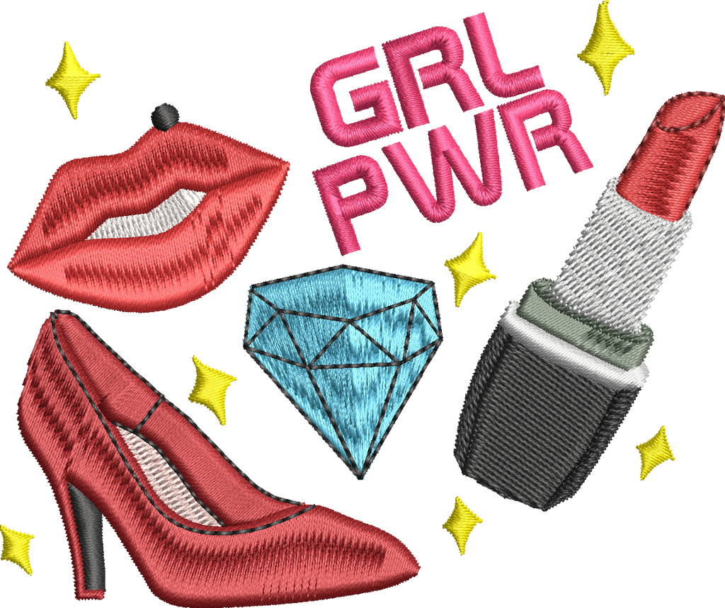 GRL PWR – Fichier Broderie Disponible 10x10 - 15x15 - Pack 2 Tailles