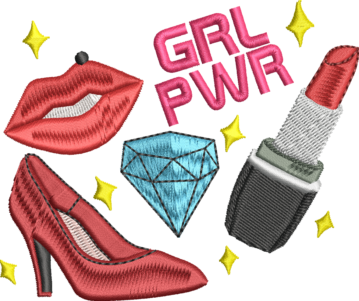 GRL PWR – Fichier Broderie Disponible 10x10 - 15x15 - Pack 2 Tailles