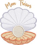 Motif de broderie Mon Trésor Huître Perlière classique avec point florentin, point ondulé et papier Mylar – Format 10x10 AK Broderie