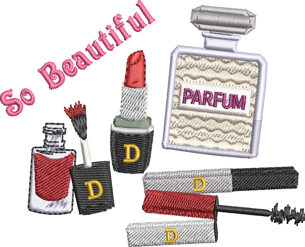 Maquillage So Beautiful – Fichier Broderie Disponible 10x10 - 15x15 - Pack 2 Tailles