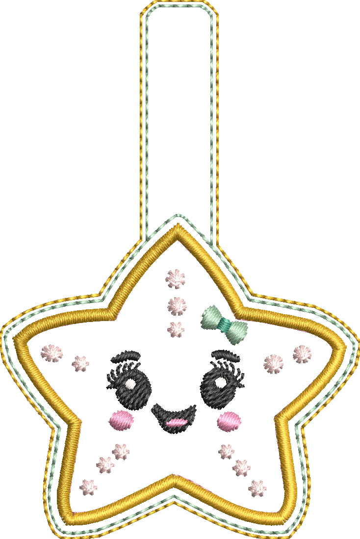 Porte-clé ITH Étoile de Mer 3D brodé en simili pailleté avec effet bombé – Fichier broderie machine 10x10 AK Broderie