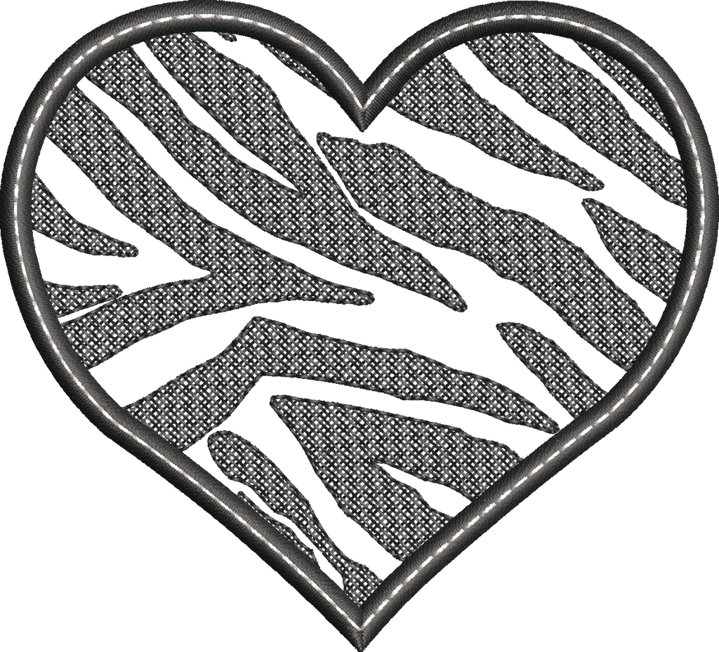 Lingette ITH Embossage Coeur "Zebré" - Fichier Broderie 10x10