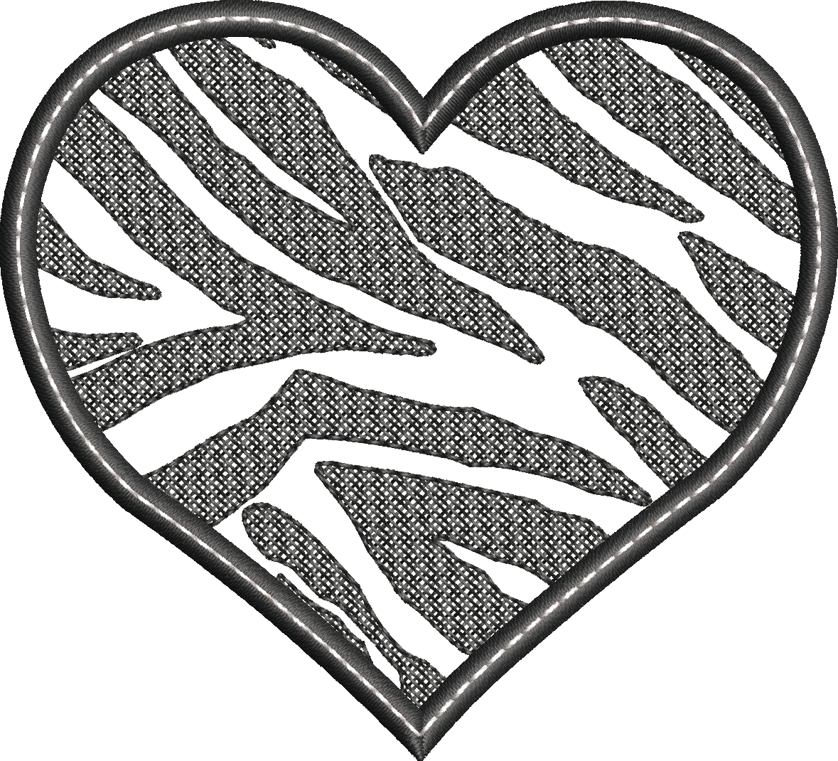 Lingette ITH Embossage Coeur "Zebré" - Fichier Broderie 10x10