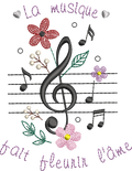 La Musique Fait Fleurir l'Âme | Motif Broderie Machine 10x10