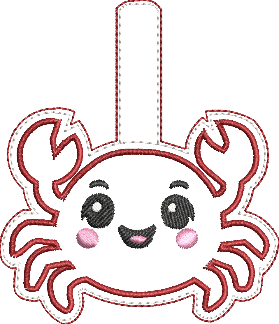 Porte-clé ITH Crabe 3D brodé avec effet bombé en simili pailleté – Fichier broderie machine 10x10 AK Broderie