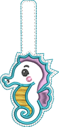 Porte-clé ITH Hippocampe 3D brodé avec effet bombé en simili pailleté – Fichier broderie machine 10x10 AK Broderie