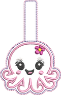 Porte-clé ITH Pieuvre 3D brodé avec effet bombé en simili pailleté – Fichier broderie machine 10x10 AK Broderie