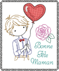 Carte ITH Bonne Fête Maman Garçon – Fichier Broderie 10x10 ou 15x15