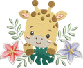 Girafe Fleurie – Motif de Broderie Machine – 3 Tailles