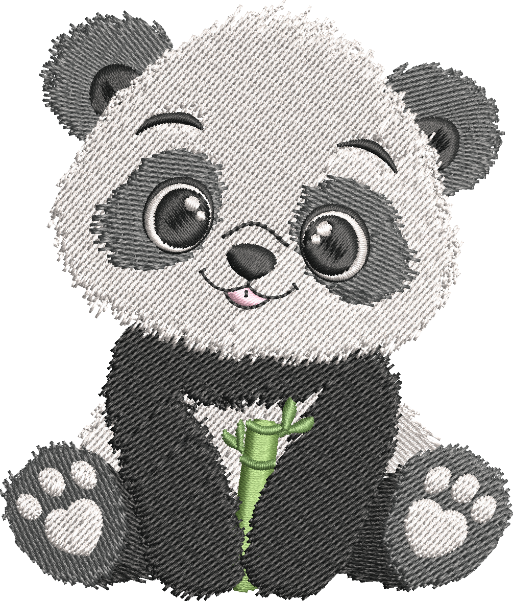 Petit Panda Noir & Blanc - Fichier broderie disponible 10x10 ou 15x15
