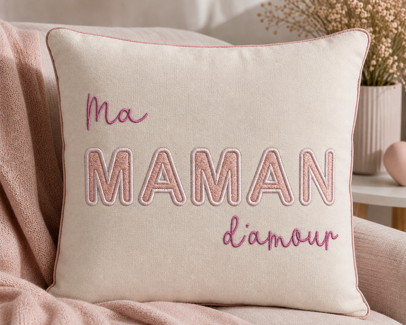 Appliqué « Ma Maman d'Amour » – Tendresse & Émotion - Motif de broderie - Format disponible 26x16