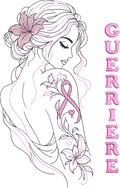 Guerrière Octobre Rose avec tatouage floral et ruban rose – motif de broderie machine disponible en 6 tailles