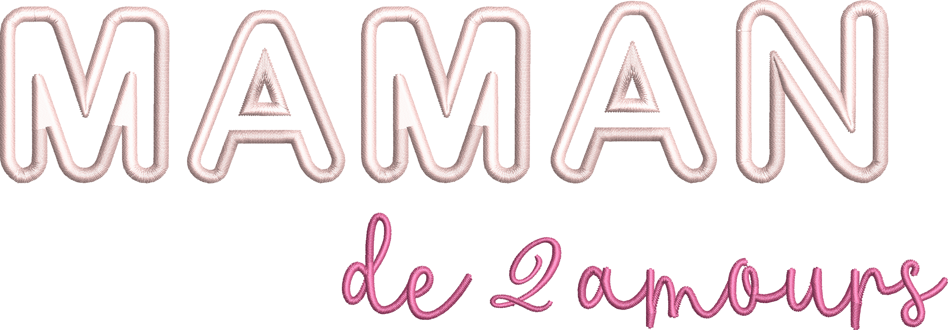 Appliqué « Maman de 2 Amours » – Douceur & Lien Unique - Motif de broderie - Format 26x16