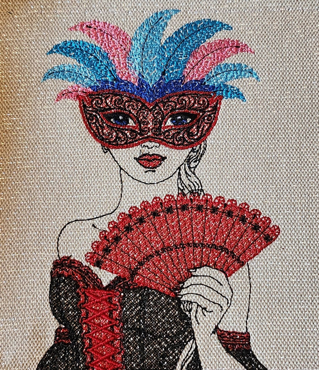 Femme Vénitienne Carnaval – Fichier Broderie Disponible 10x10 - 15x15 - Pack Collection