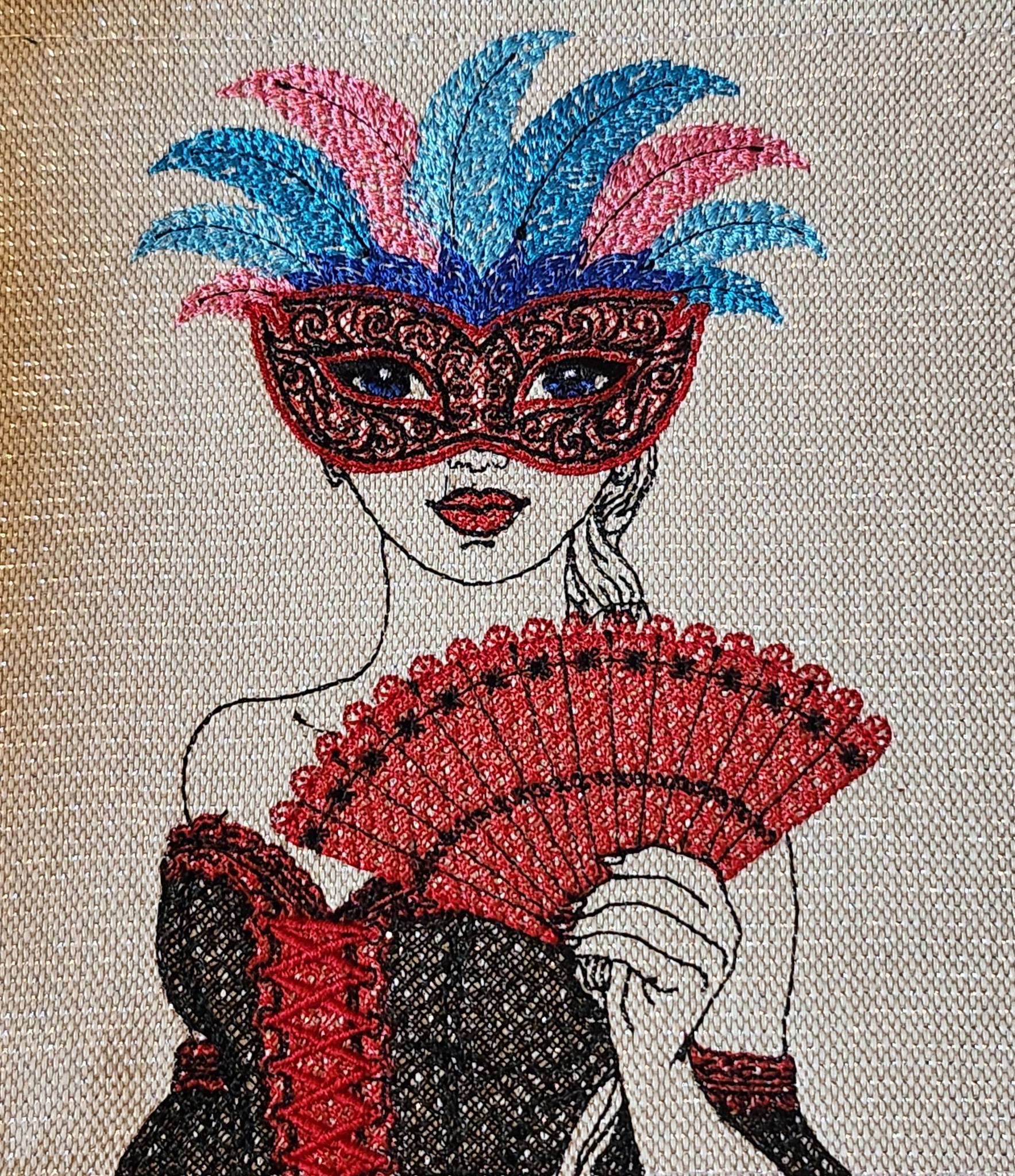 Femme Vénitienne Carnaval – Fichier Broderie Disponible 10x10 - 15x15 - Pack Collection