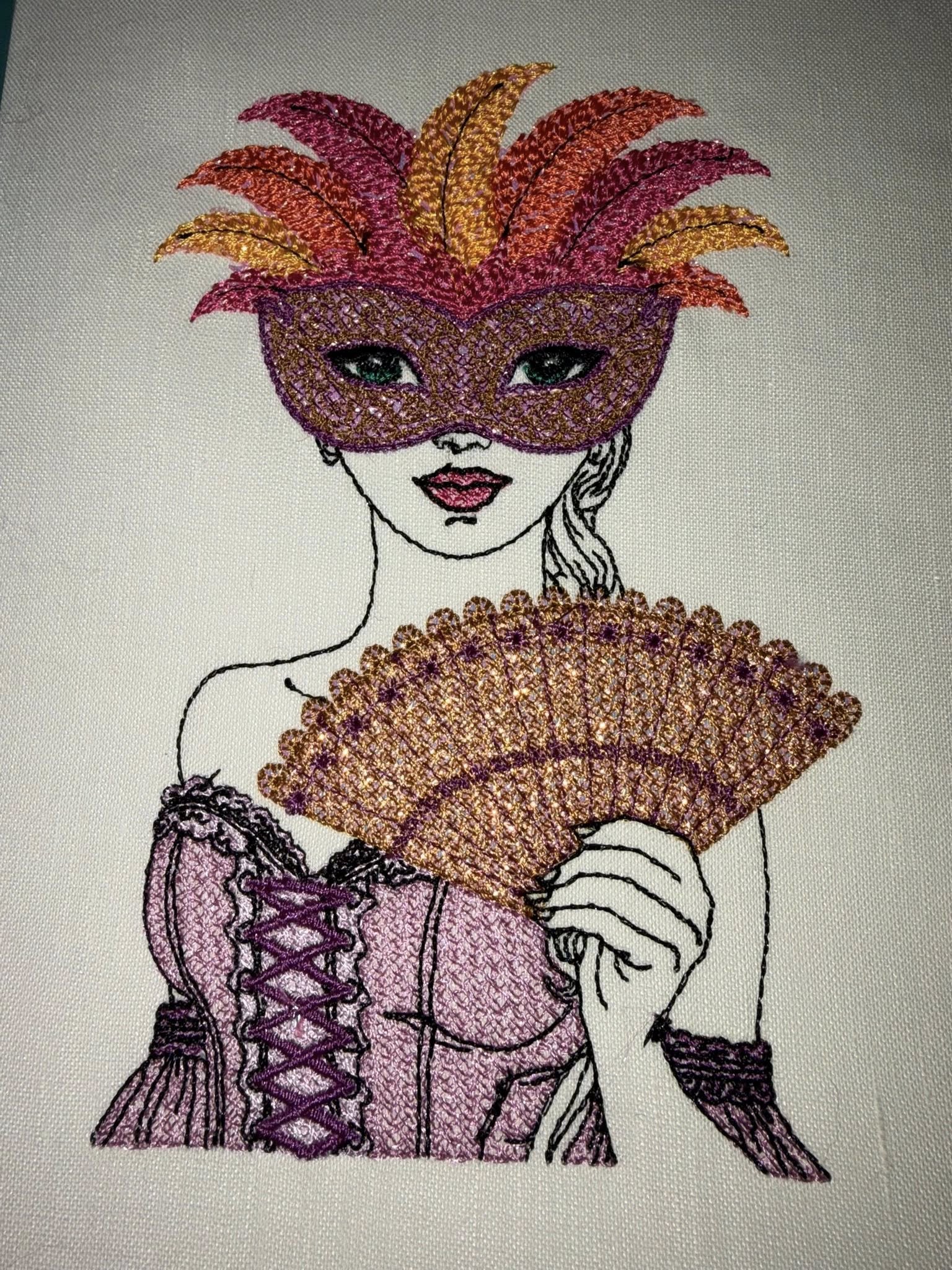 Femme Vénitienne Carnaval – Fichier Broderie Disponible 10x10 - 15x15 - Pack Collection
