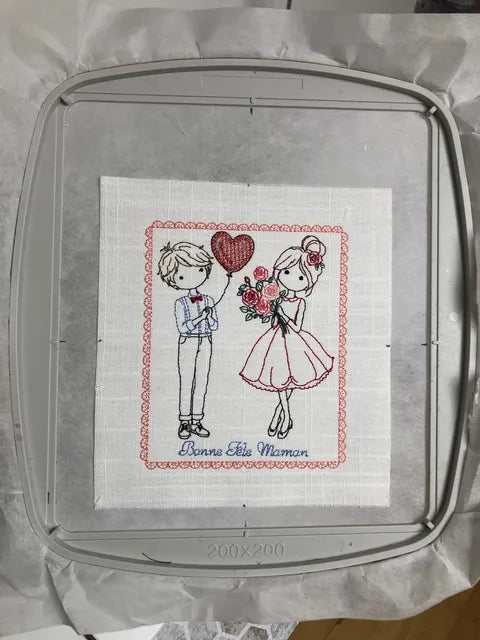 Carte ITH Bonne Fête Maman Fille & Garcon – Fichier Broderie 15x15