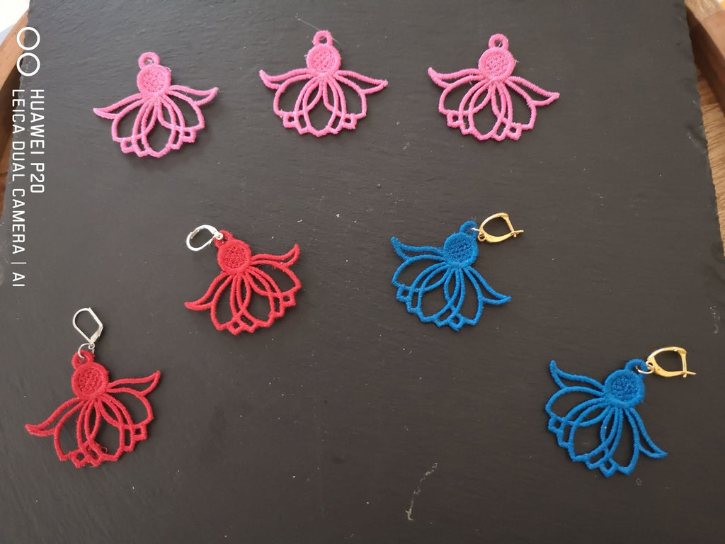 Boucles d'Oreilles FSL Lotus – Fichier Broderie Disponible 10x10 - Plaque 2 Paires
