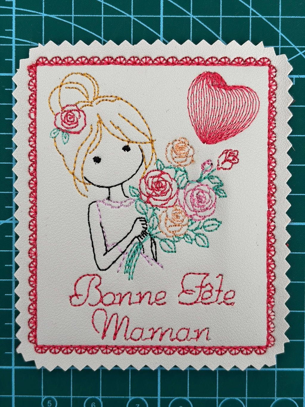 Carte ITH Bonne Fête Maman Fille – Fichier Broderie 10x10 ou 15x15