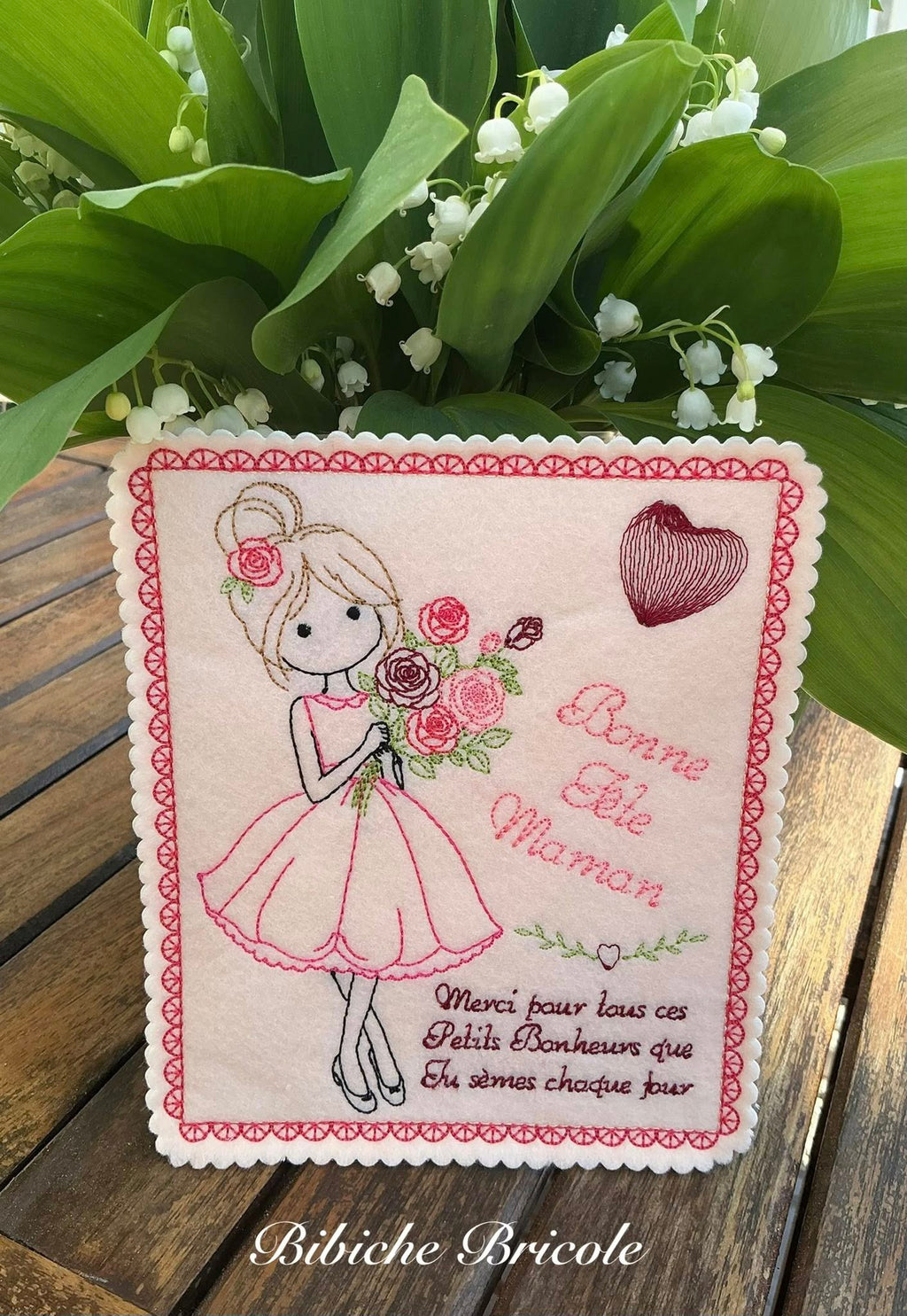 Carte ITH Bonne Fête Maman Fille – Fichier Broderie 10x10 ou 15x15