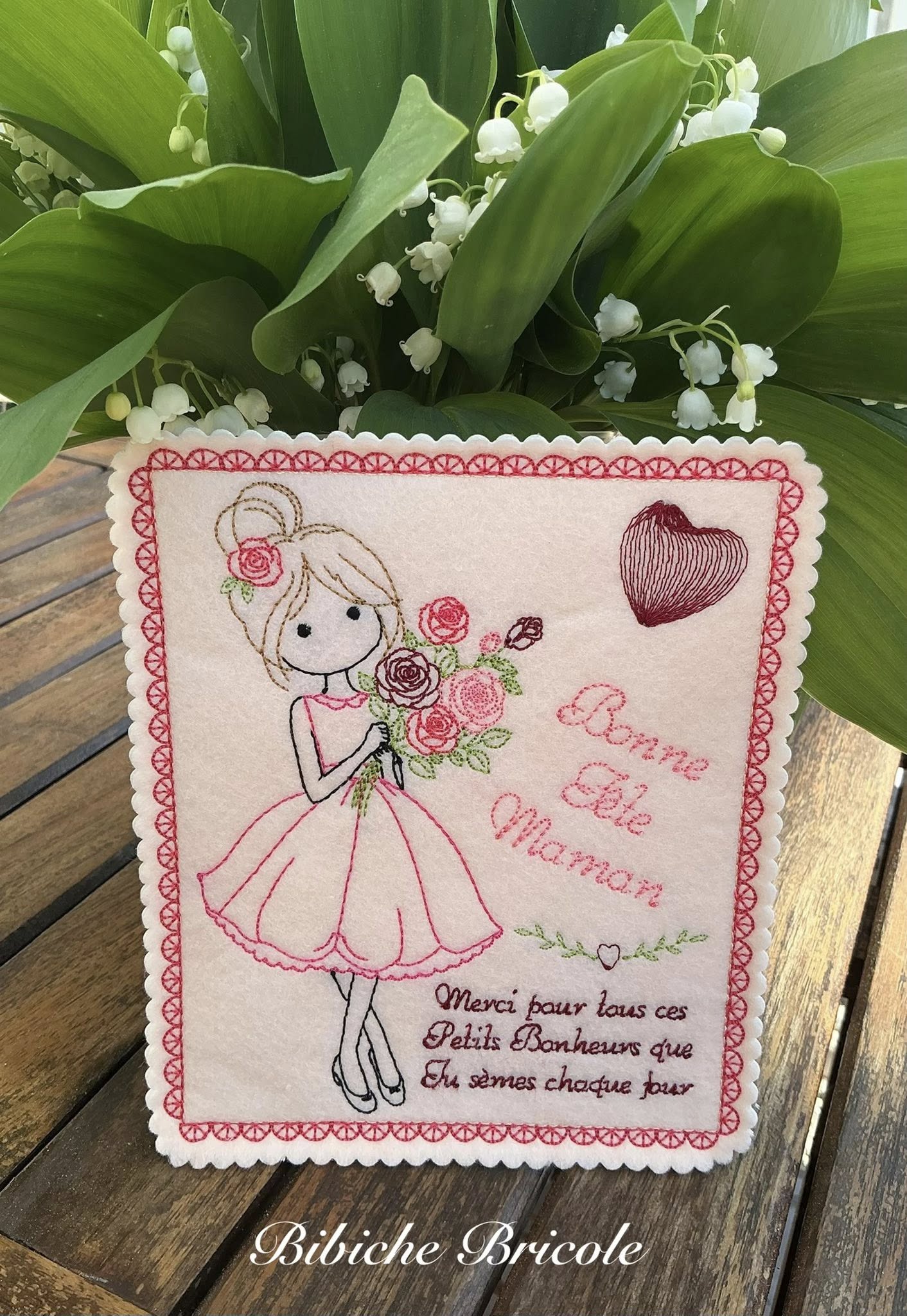 Carte ITH Bonne Fête Maman Fille – Fichier Broderie 10x10 ou 15x15