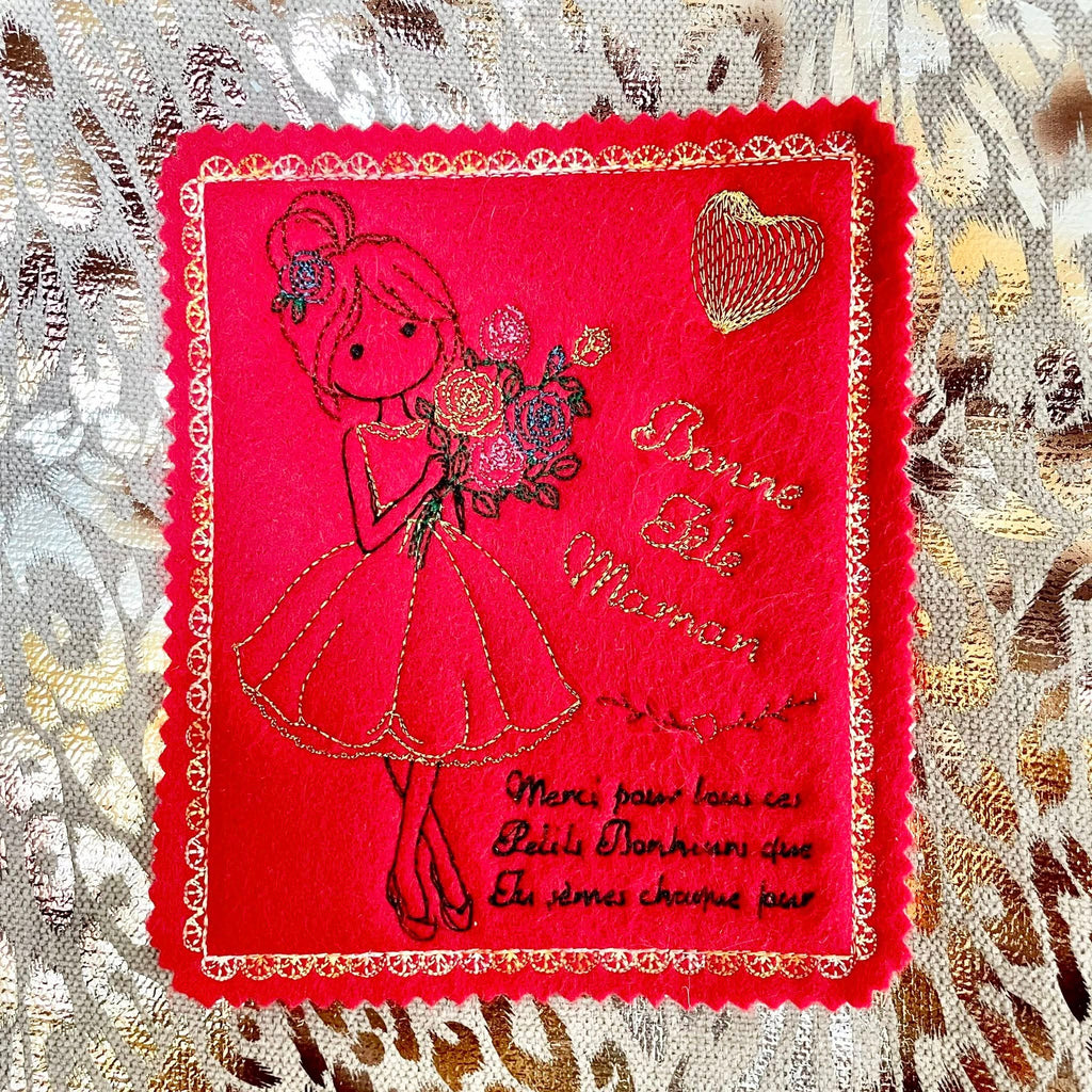 Carte ITH Bonne Fête Maman Fille – Fichier Broderie 10x10 ou 15x15