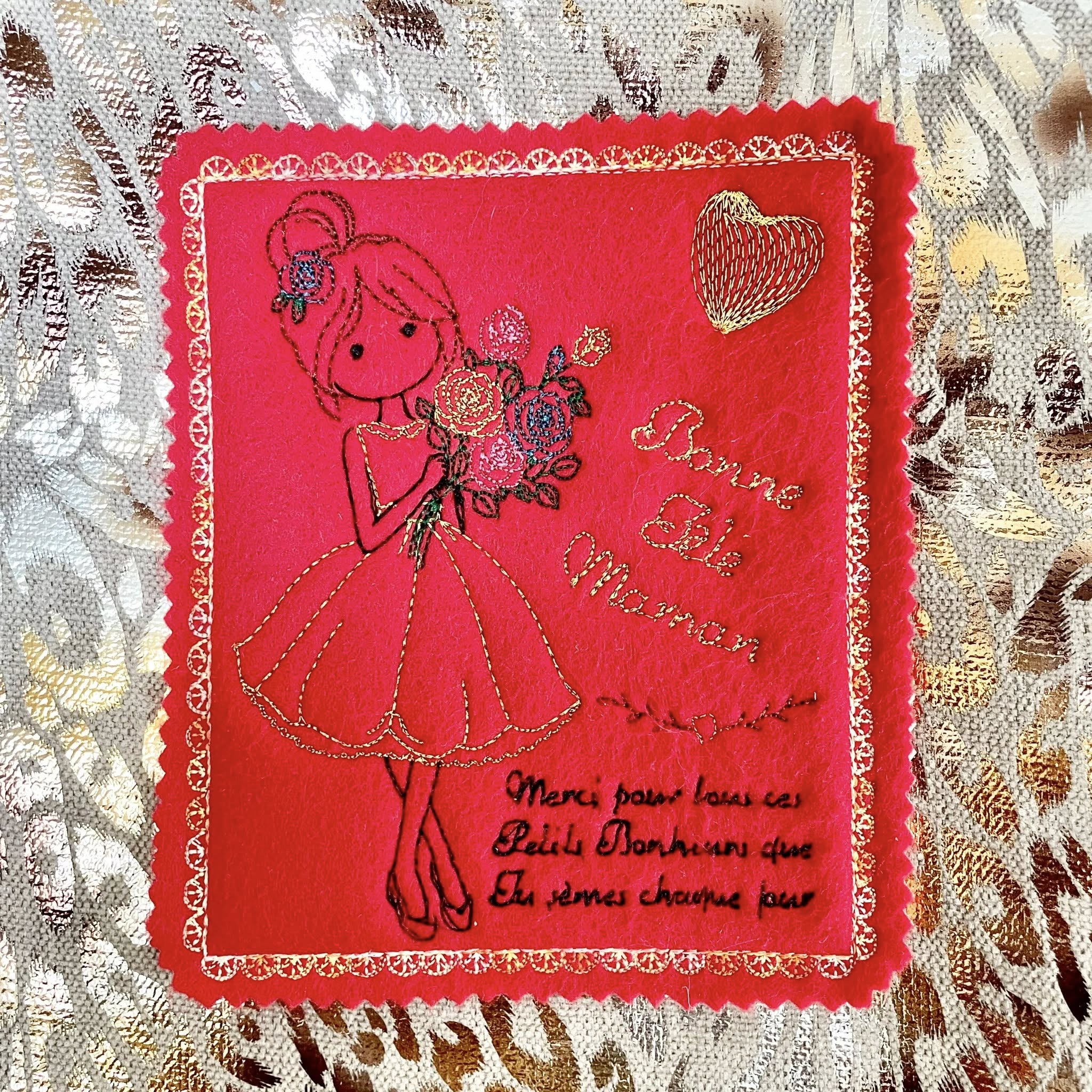 Carte ITH Bonne Fête Maman Fille – Fichier Broderie 10x10 ou 15x15