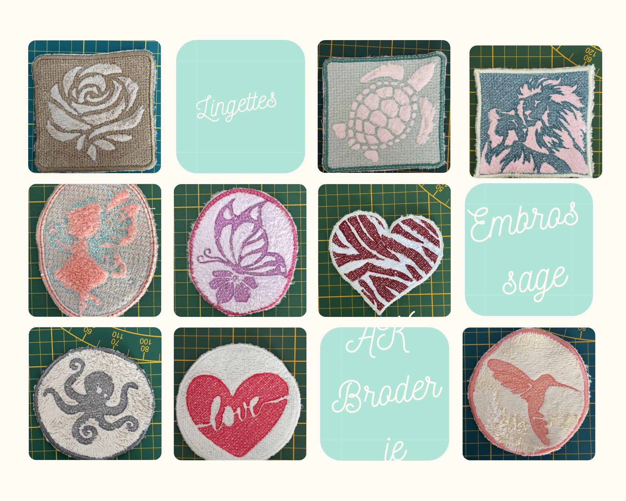 Lingette ITH Embossage Coeur "Love" - Fichier Broderie 10x10