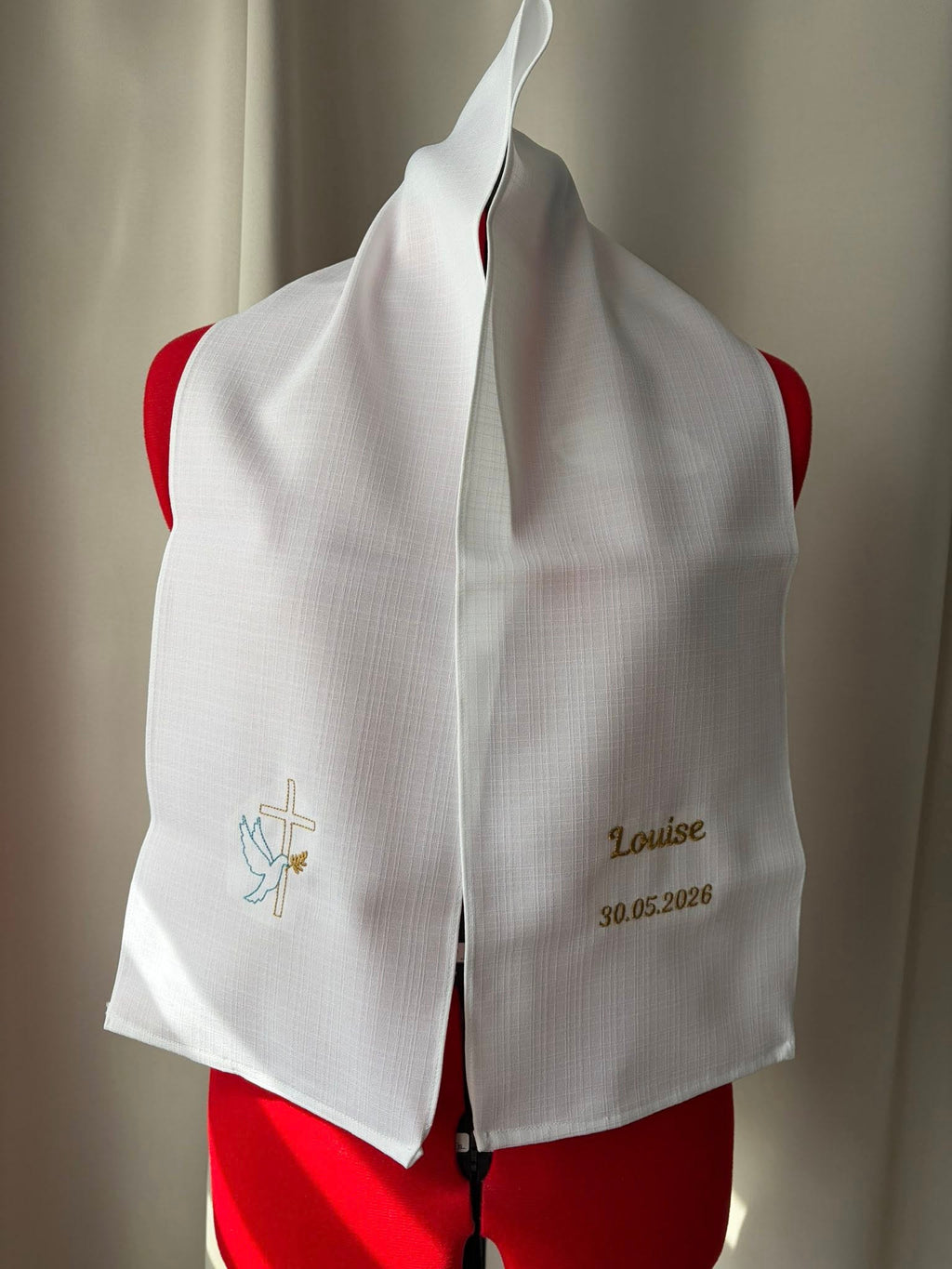 Motif Broderie Baptême Croix Fine et Colombe 10x10 | Symbole de Paix et de Foi