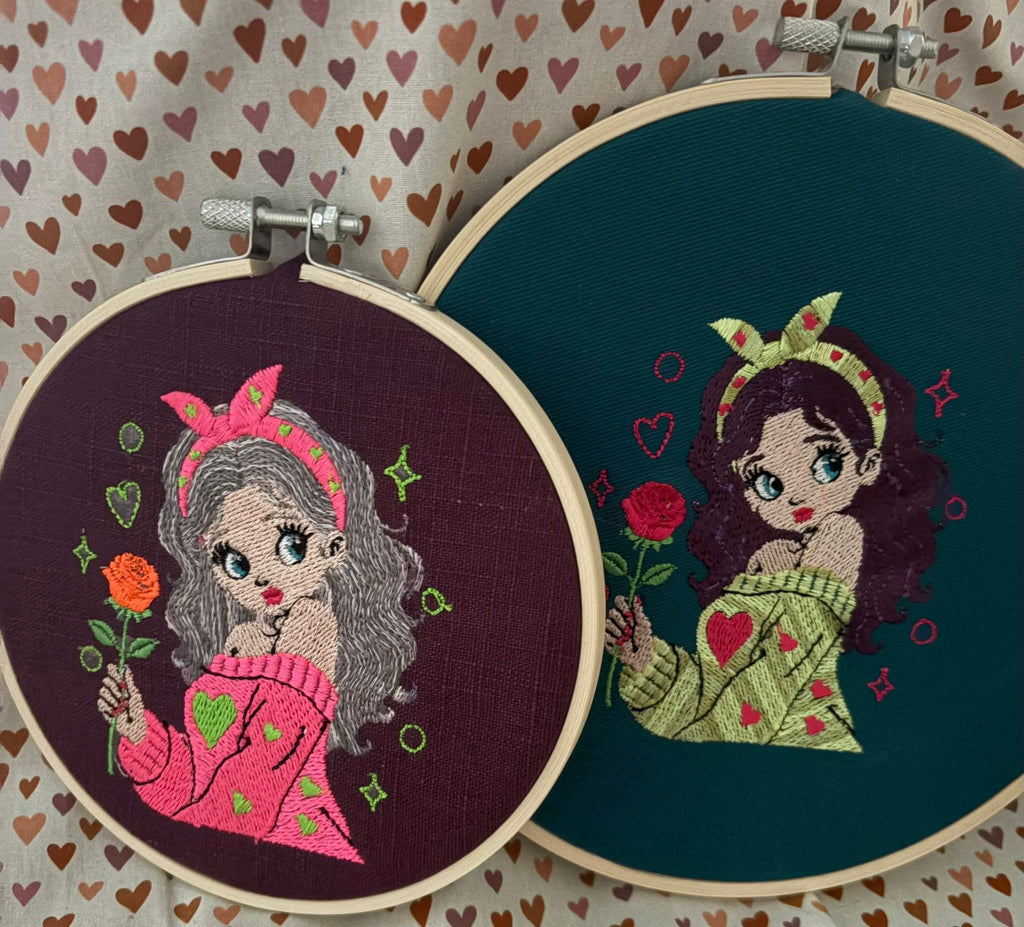 Rosie Valentine - Fichier Broderie - Format 10x10 - 15x15 - 18x13 - Pack 3 Tailles