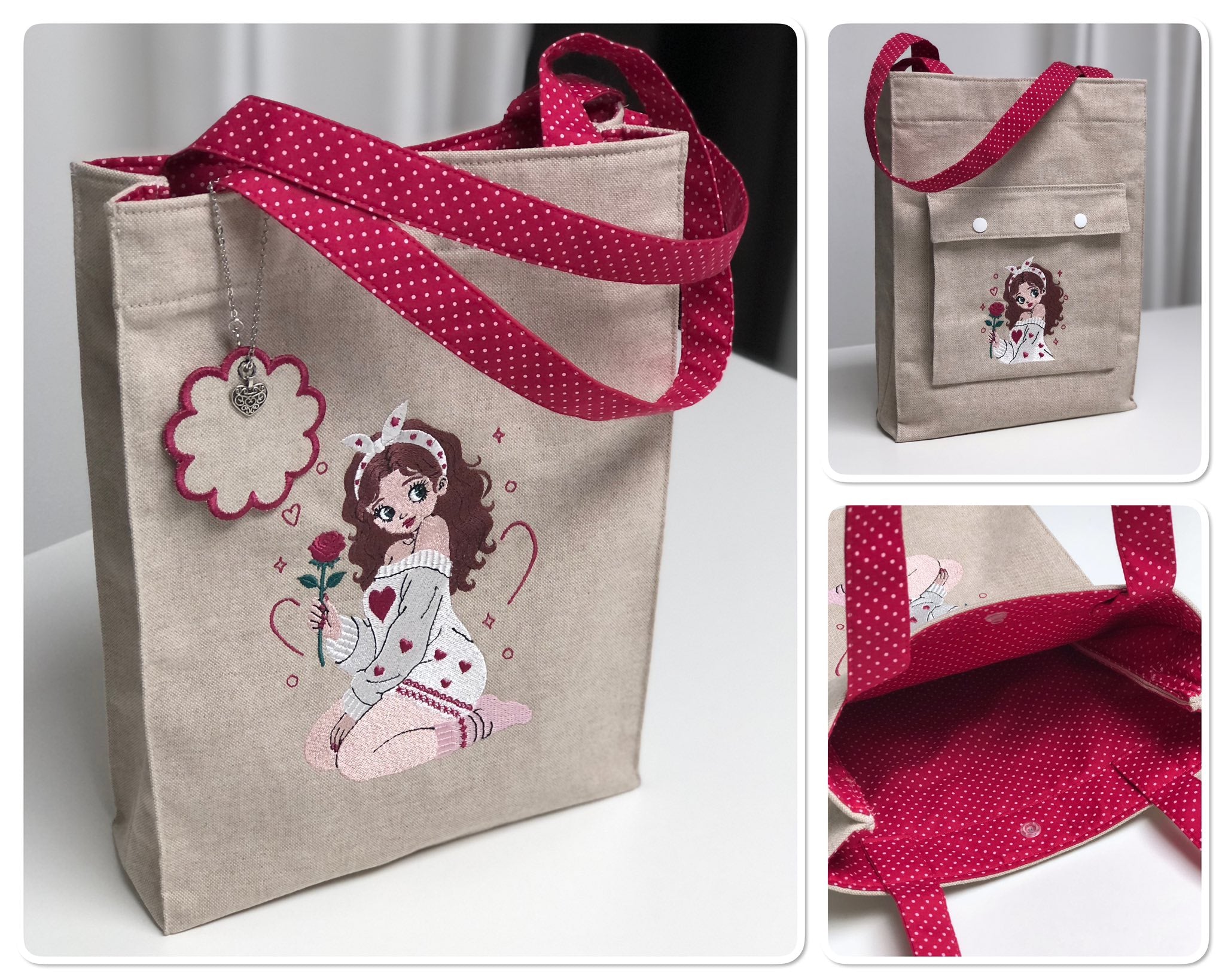 Rosie Valentine - Fichier Broderie - Format 10x10 - 15x15 - 18x13 - Pack 3 Tailles