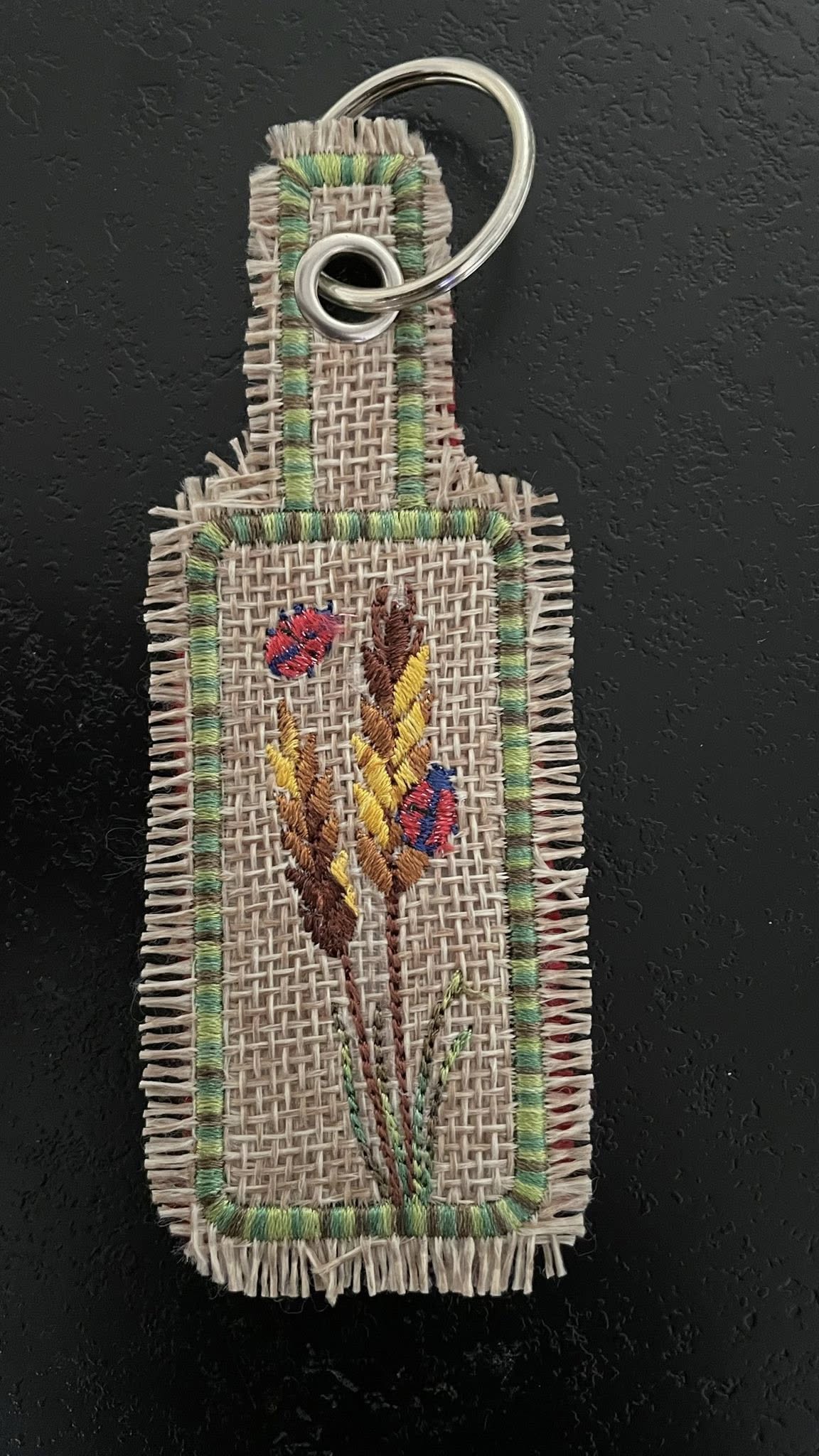 Porte-clé ITH Blé et Coccinelles 10x10 | Motif Broderie Machine Champêtre