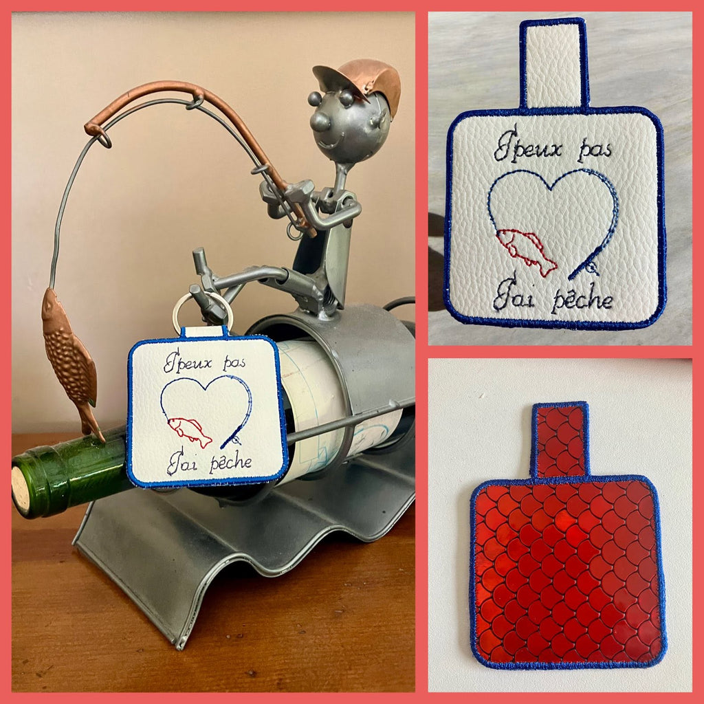 Porte-clé ITH J'peux pas, j'ai pêche – Fichier Broderie Disponible 10x10