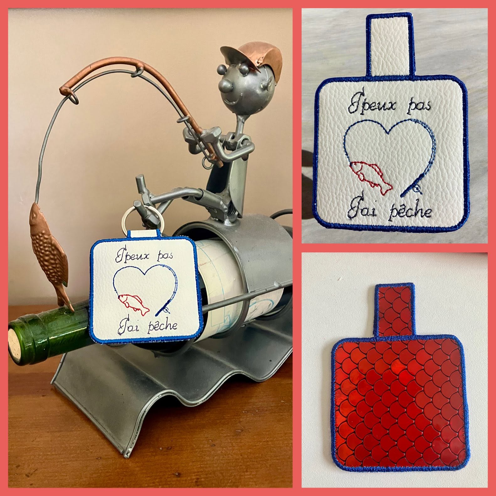Porte-clé ITH J'peux pas, j'ai pêche – Fichier Broderie Disponible 10x10