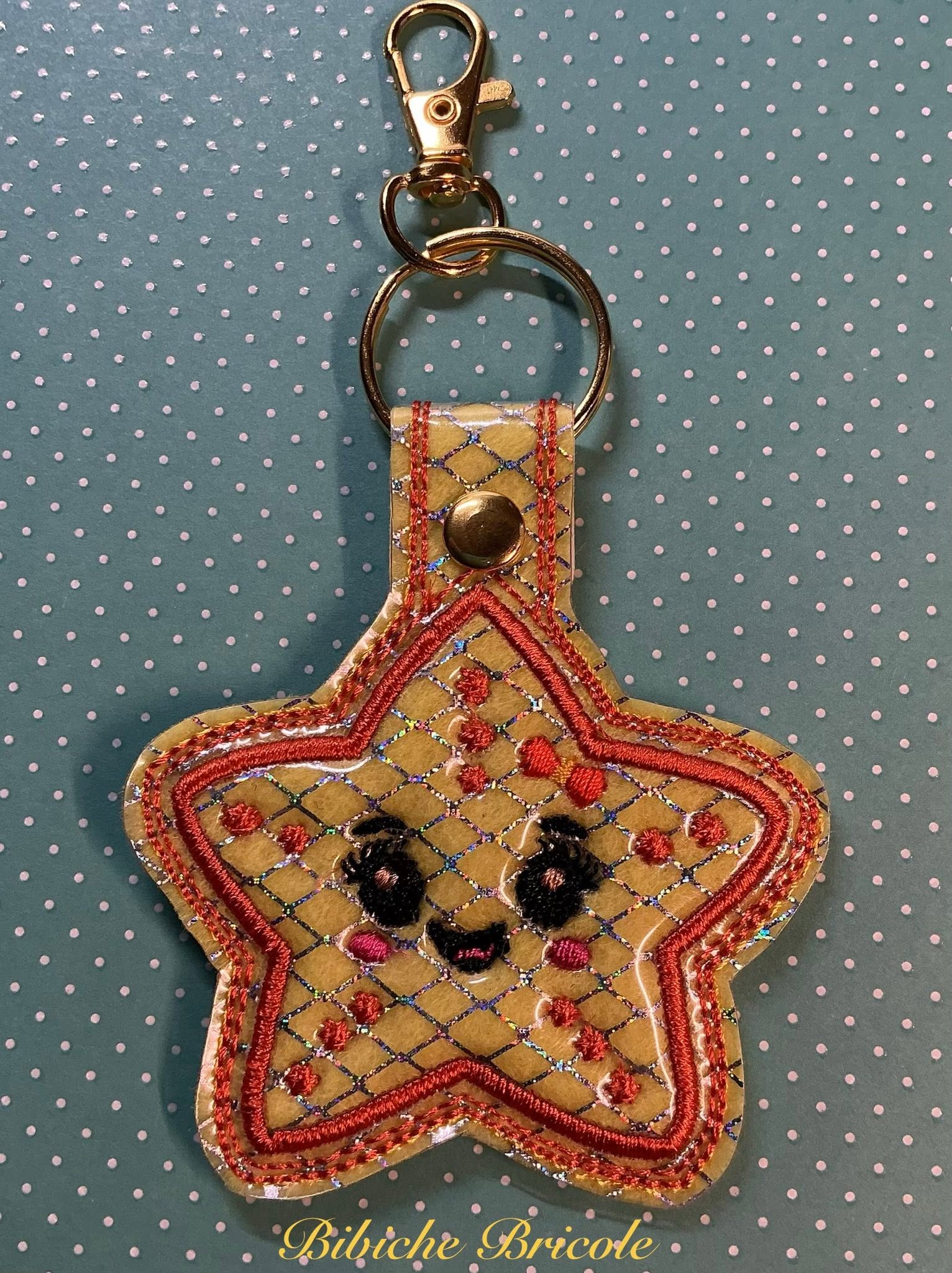 Porte-clé ITH Étoile de Mer 3D brodé en simili pailleté avec effet bombé – Fichier broderie machine 10x10 AK Broderie