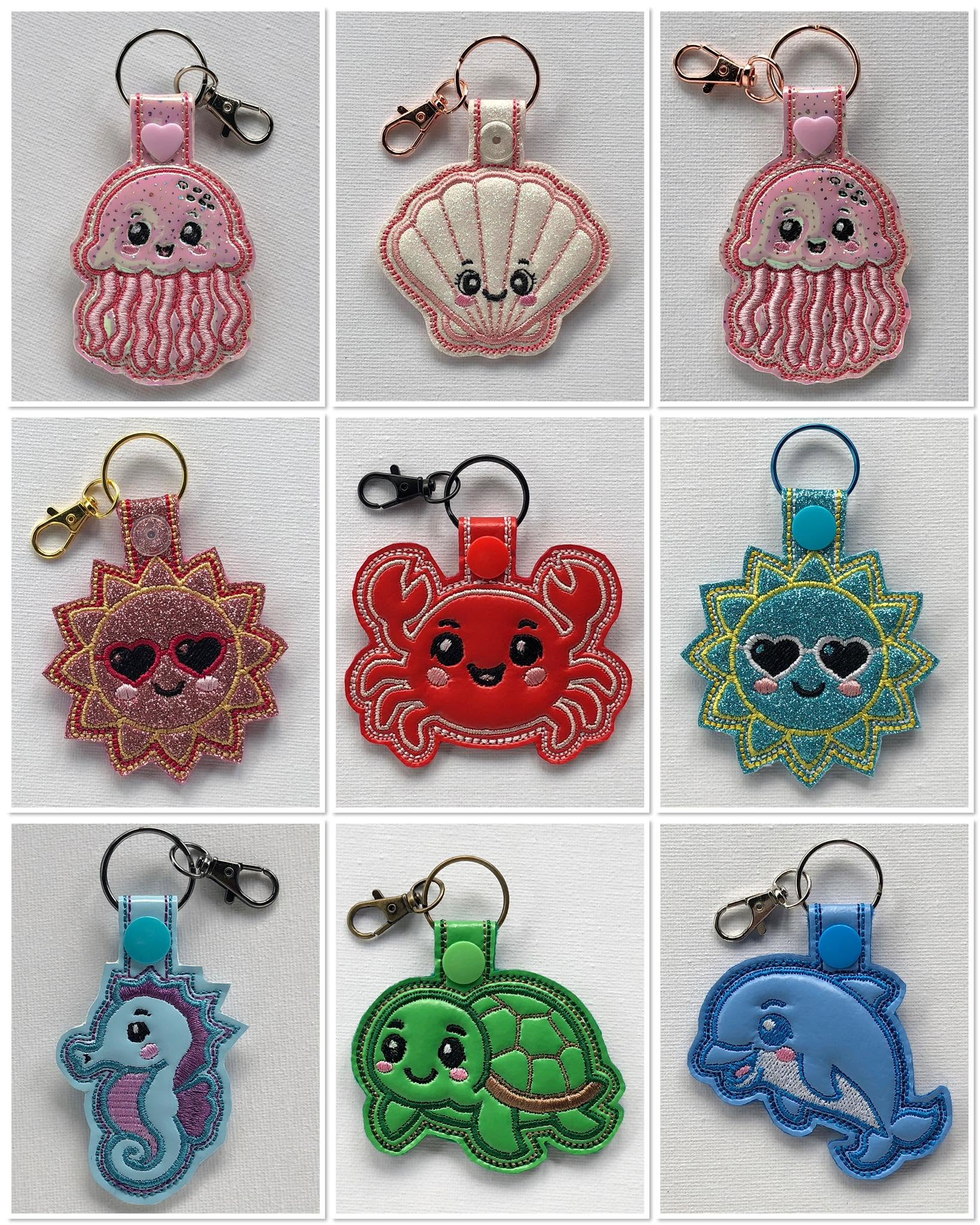 Porte-clé ITH Crabe 3D brodé avec effet bombé en simili pailleté – Fichier broderie machine 10x10 AK Broderie