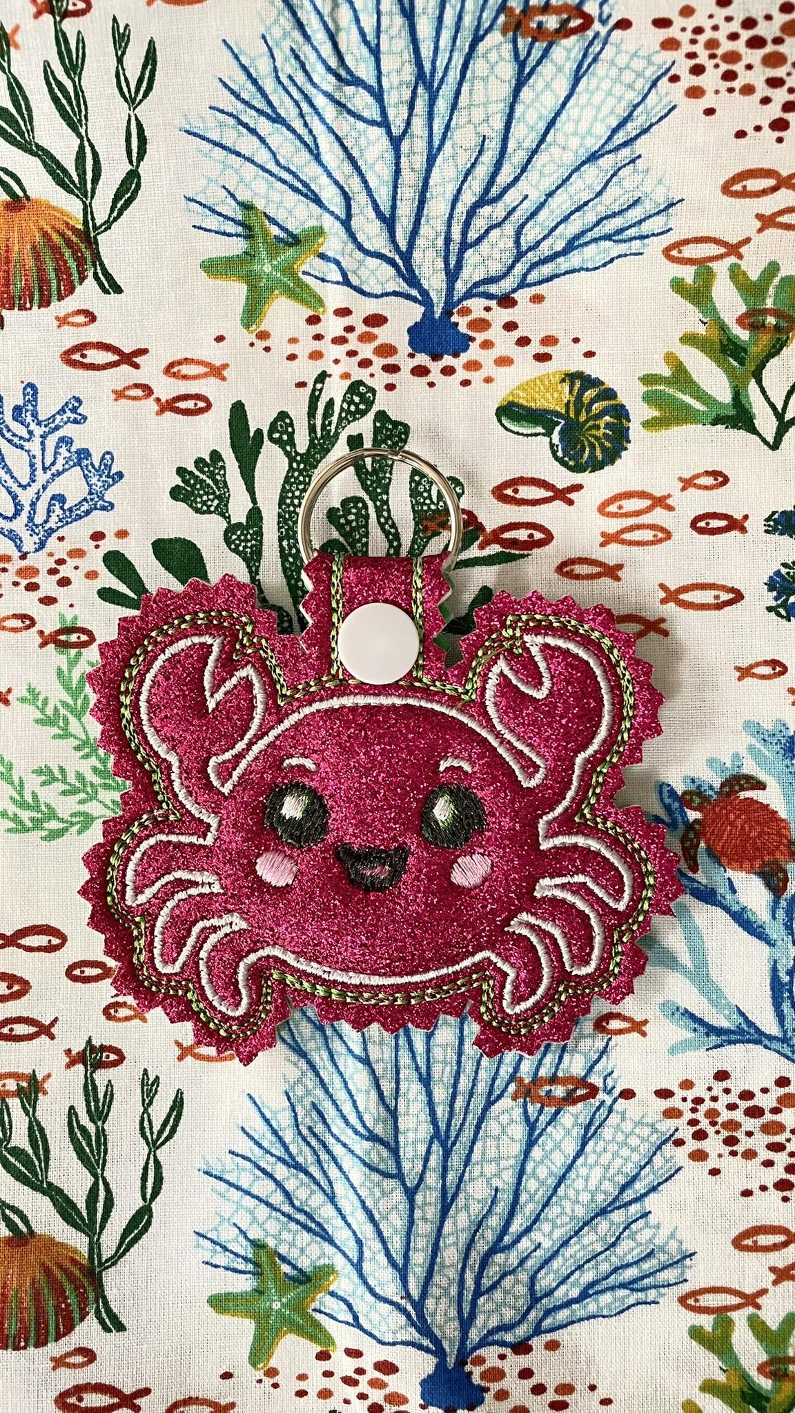 Pack de 3 porte-clés ITH Océan 3D au choix comprenant des modèles kawaii marins – Fichiers broderie machine AK Broderie