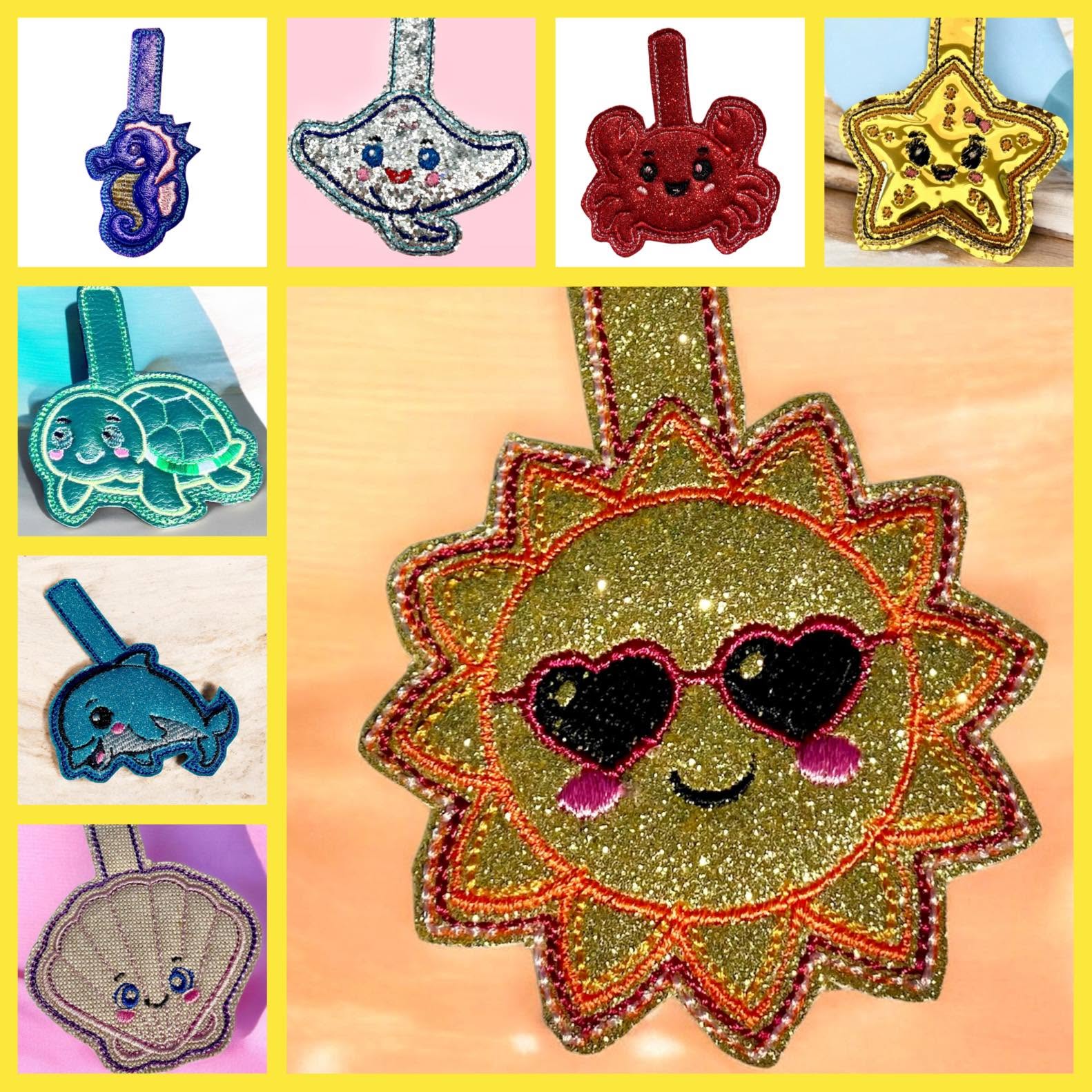 Porte-clé ITH Étoile de Mer 3D brodé en simili pailleté avec effet bombé – Fichier broderie machine 10x10 AK Broderie
