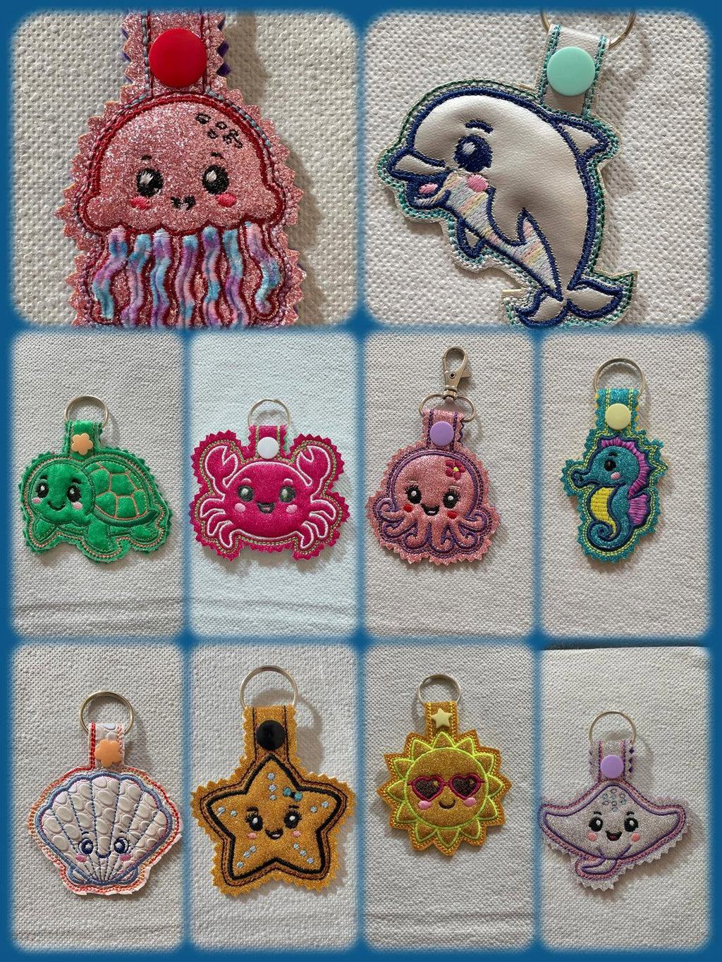 Porte-clé ITH Pieuvre 3D brodé avec effet bombé en simili pailleté – Fichier broderie machine 10x10 AK Broderie